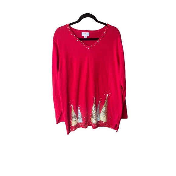 Quacker Factory Sweaters - Quacker Factory vintage sequin Christmas tree long sleeve top 🥳 host pick 🎉